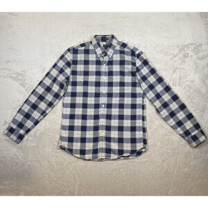 J.Crew Mens Slim Fit Oxford Shirt Plaid Navy White Red Medium 100% Cotton